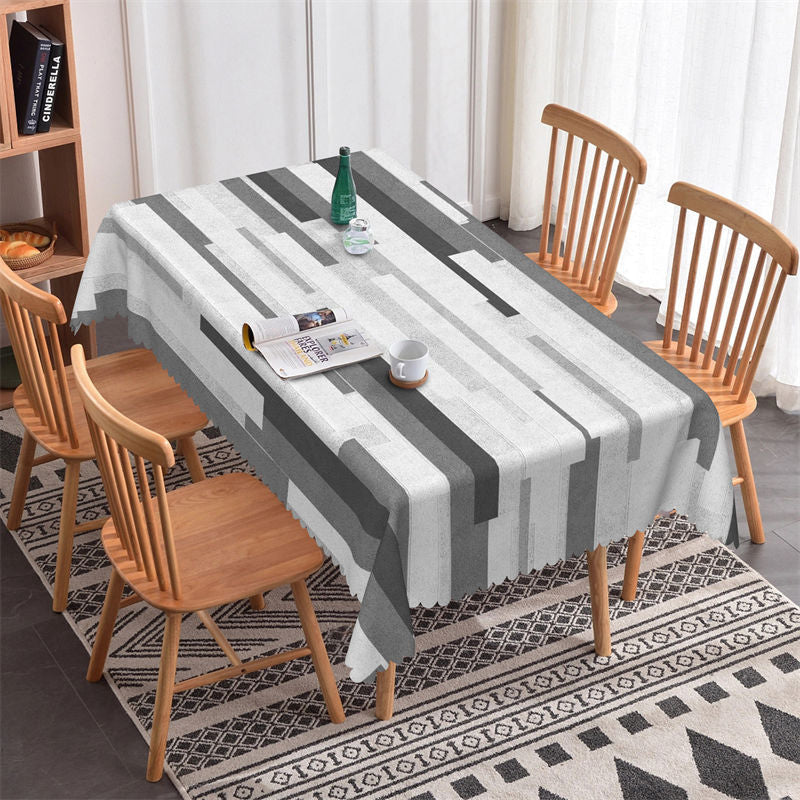 Grey Black Marble White Rectangle Tablecloth - 52x70 Inch
