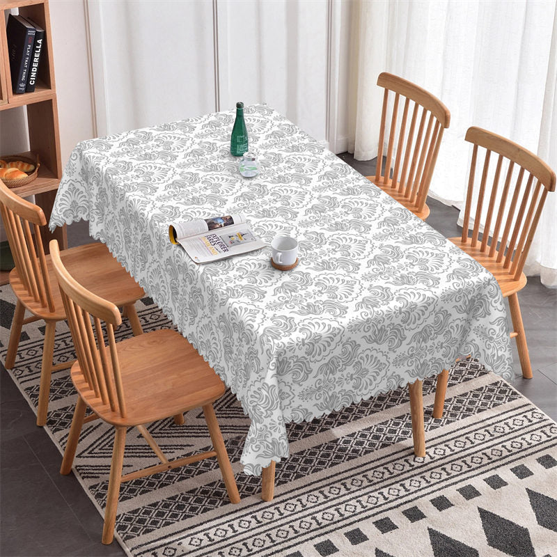 Grey Vintage Rustic Pattern Rectangle Tablecloth - 52x70 Inch