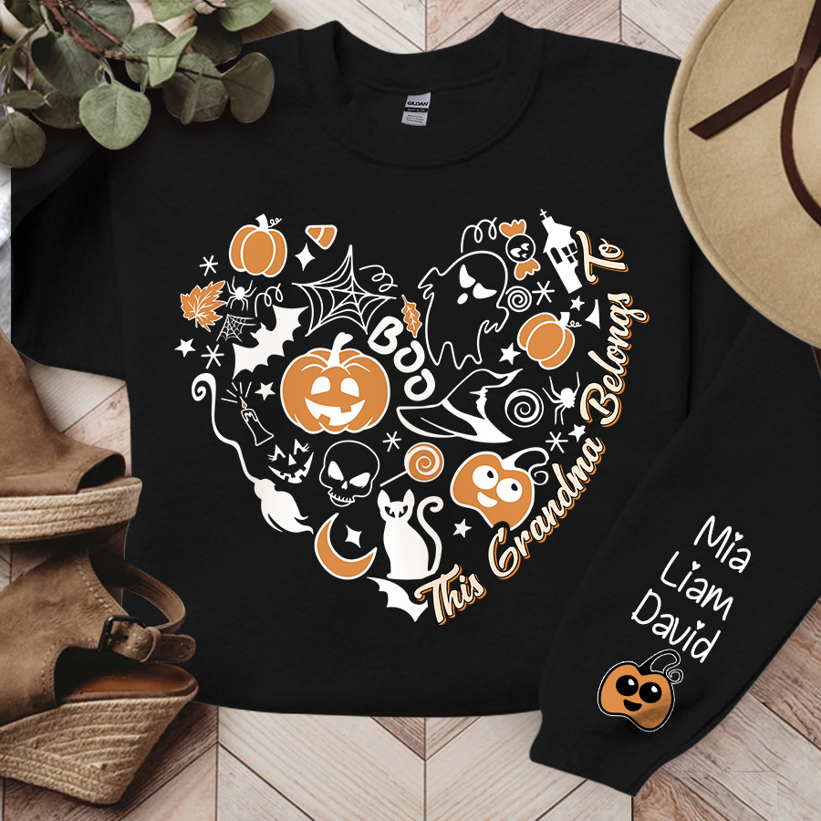 Halloween Pumpkins Ghost Custom Name Sweatshirt - Black / S