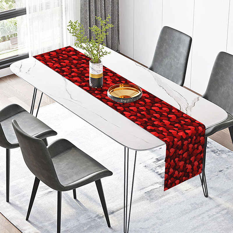 Hearts Black Red Pattern Valentines Day Table Runner - 12x72 Inch