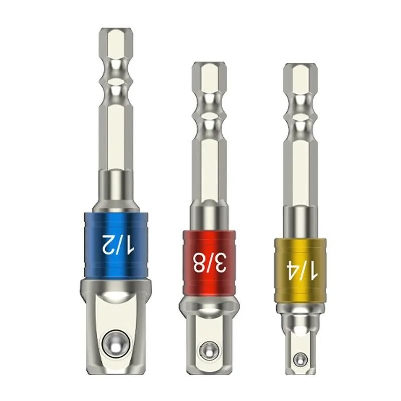 Hexagon Screwdriver Extension Socket Adapter Set Three Piece for Electric Screwdrivers