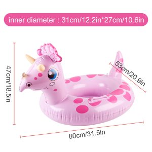 Inflatable Dinosaur Pool Float for Kids Cartoon Ride On Swim Ring