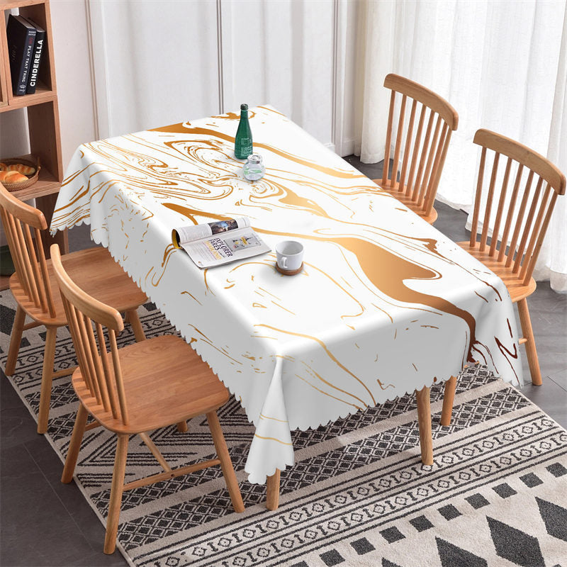 Irregular Artistic Brown Lines Rectangle Tablecloth - 52x70 Inch