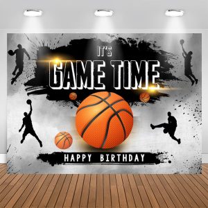 Its Game Time Basketball Ink Splash Birthday Backdrop - 9X6FT(2.7X1.8M)
