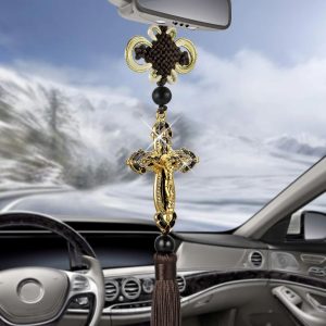 Jesus Cross Car Hanging Pendant - Christian Rear View Mirror Auto Decoration Accessory