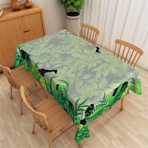 Jungle Green Leaves Pattern Rectangle Tablecloth - 52x70 Inch