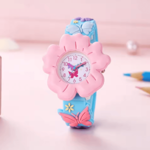 Kids Cartoon Learning Watch Flower Butterfly Soft Strap