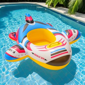 Kids Inflatable Airplane Float Ride On Pool Toy for Summer Water Fun