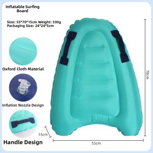 Kids Inflatable Surfboard with Handle Portable Children Bodyboard Pool Float Board