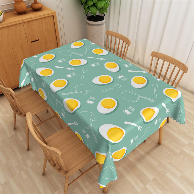 Kitchen Elements Egg Pot Green Rectangle Tablecloth - 52x70 Inch