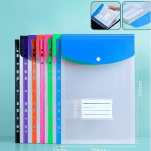 Large Capacity A4 Loose Leaf Folder Set with Button Closure