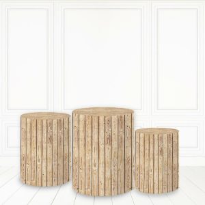 Light Brown Plinth Cover Wood Block Pattern Cake Table Cover - Microfiber Cloth / Standard Size