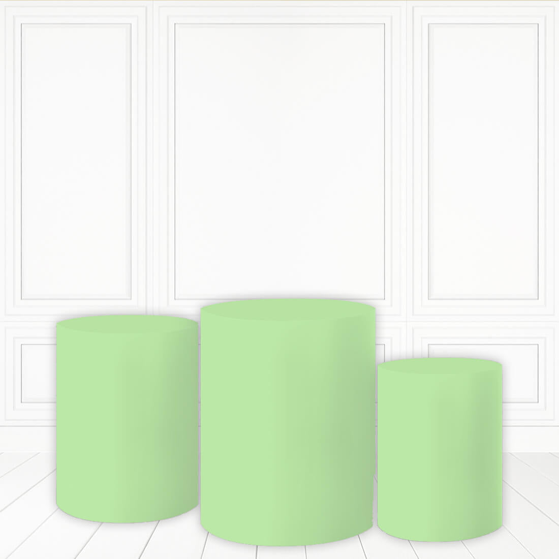 Light Green Cake Table Cover Solid Color Theme Pillar Cover - Microfiber Cloth / Standard Size