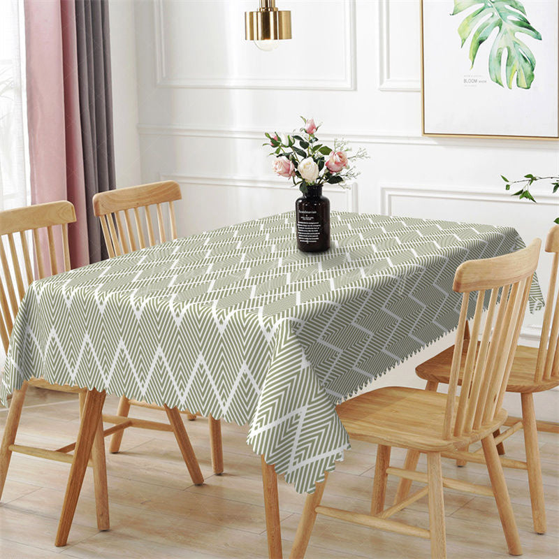 Light Green Chevron Pattern Rectangle Tablecloth - 52x70 Inch