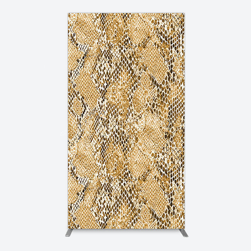 Lofaris Brown Python Skin Pattern Happy Birthday Rectangle Backdrop - Rectangle / Fabric with Stand Combo / 1.6 x 4 ft (0.5 x 1.2 m)