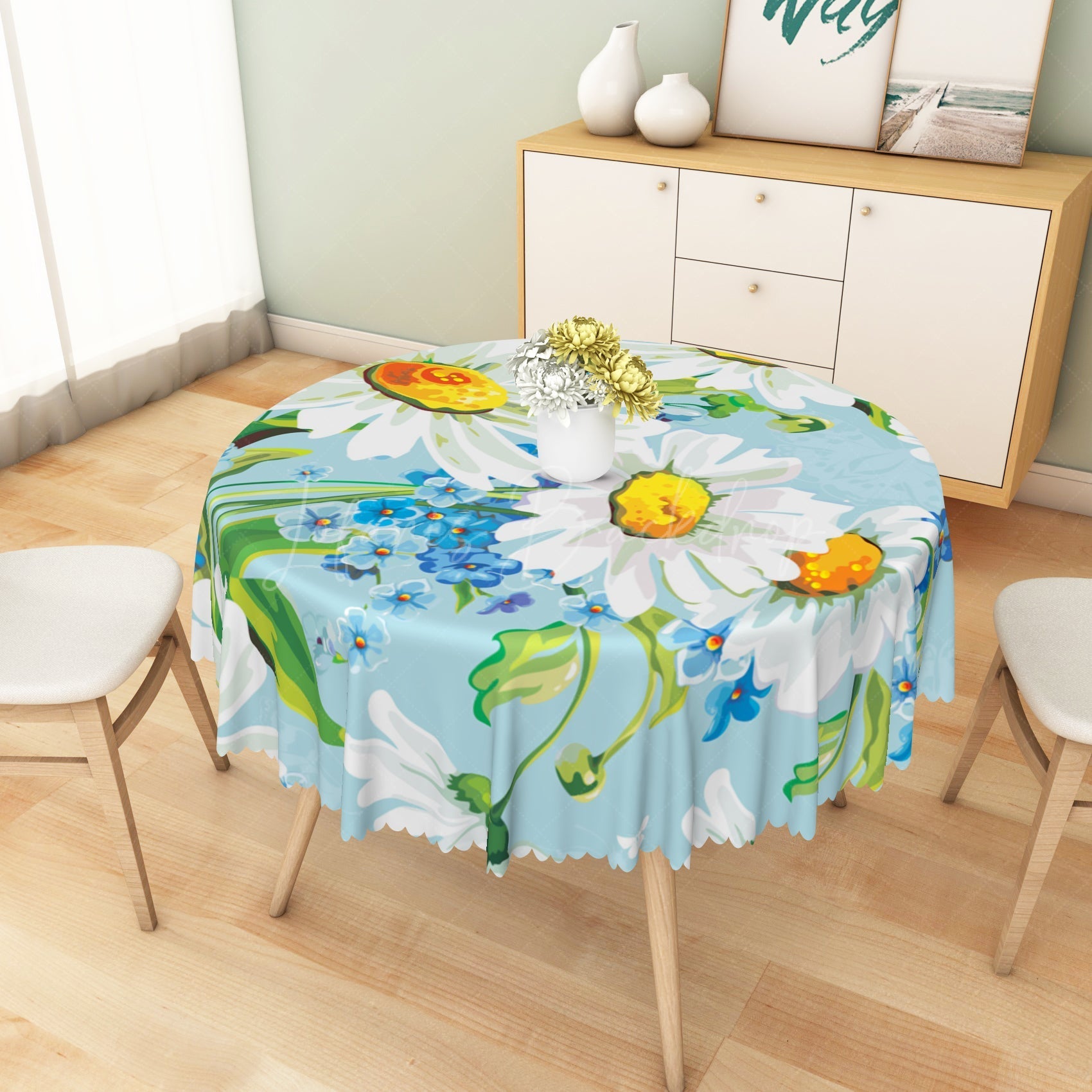 Lofaris Multicolor Flower Pattern Rectangle Tablecloth - Diameter 48inch
