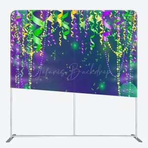 Lofaris Purple Green Yellow Ribbons Rave Party Backdrop - Backdrop Cover with Frame / 6X6FT(1.8X1.8M)