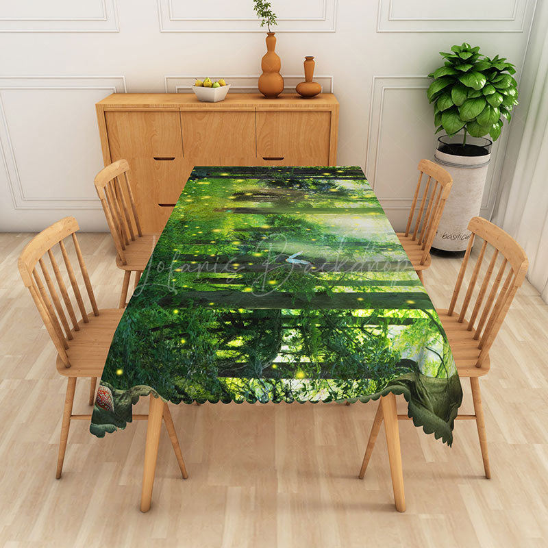 Lofaris Spring Green Magic Forest Rectangular Tablecloth - 52 x 70 inch
