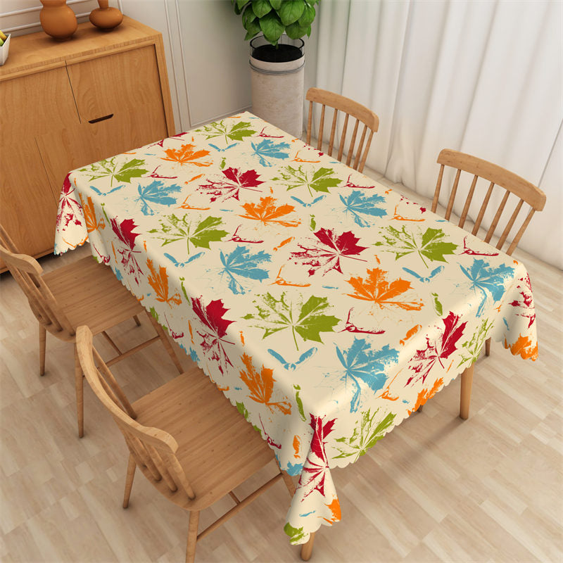 Maple Leaf Patterns Colorful Rectangle Tablecloth - 52x70 Inch