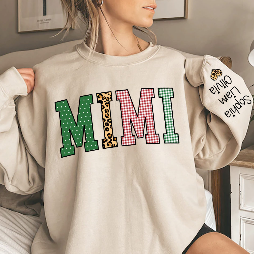Merry Christmas Mimi Texture Customized Sweatshirt - Sand / S