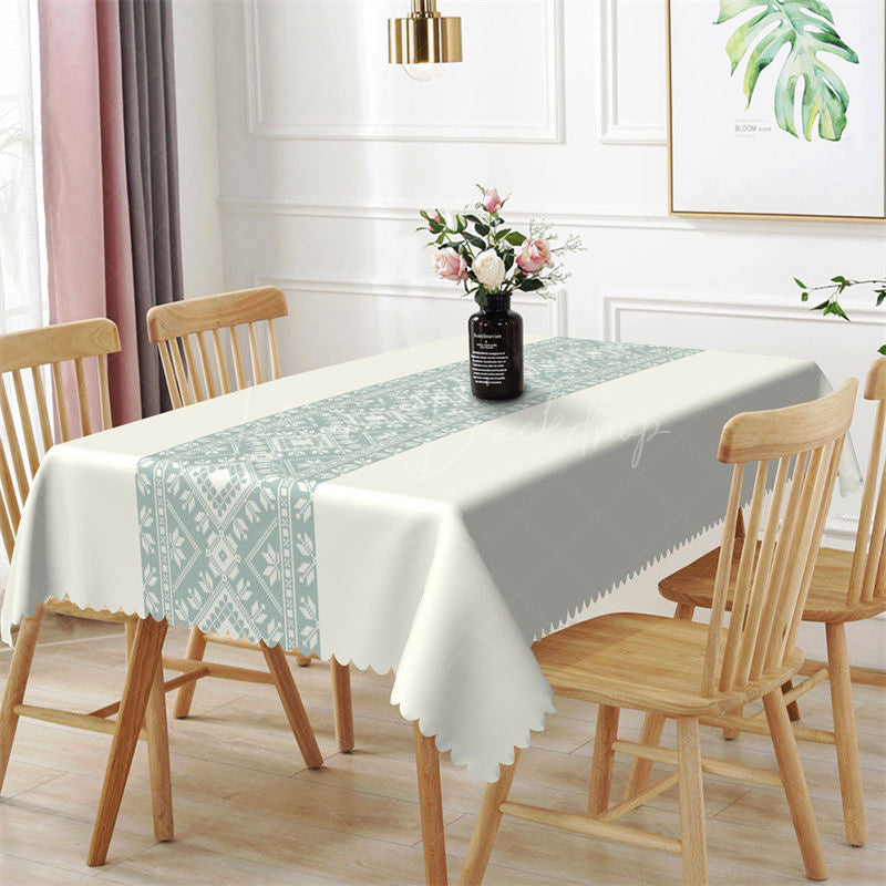 Mint Green Traditional Pattern Rectangle Tablecloth - 52x70 Inch