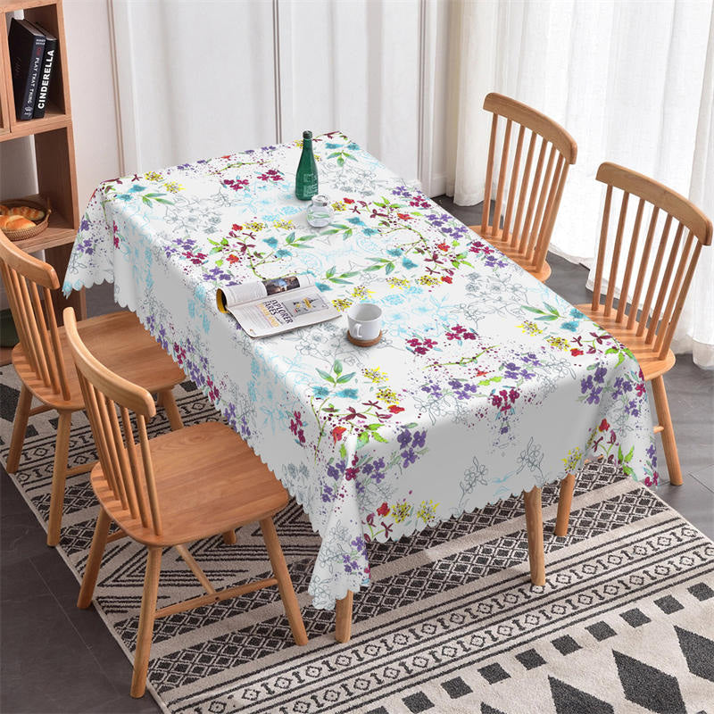 Multicolor Flowers Decorative Rectangle Tablecloth - 52x70 Inch