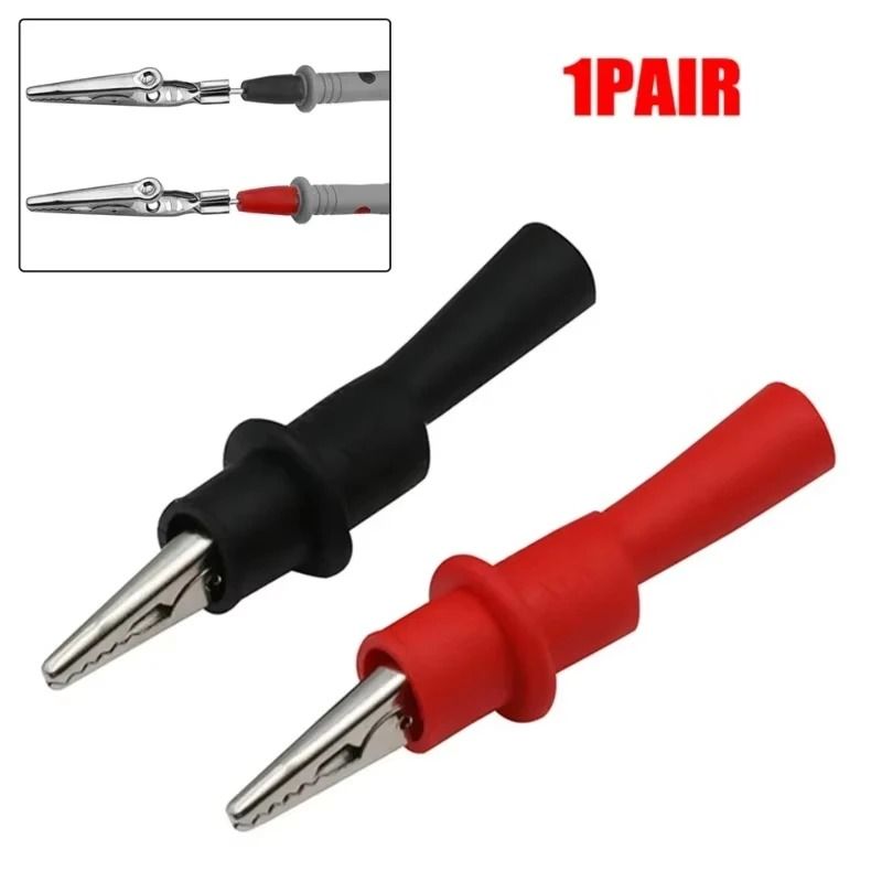 Multimeter Test Lead Clip Set with Red & Black Probe Clamps for Electrical Testing