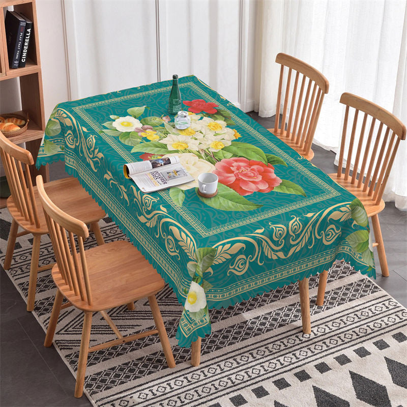 Old Style Flowers Rectangle Tablecloth - 52x70 Inch
