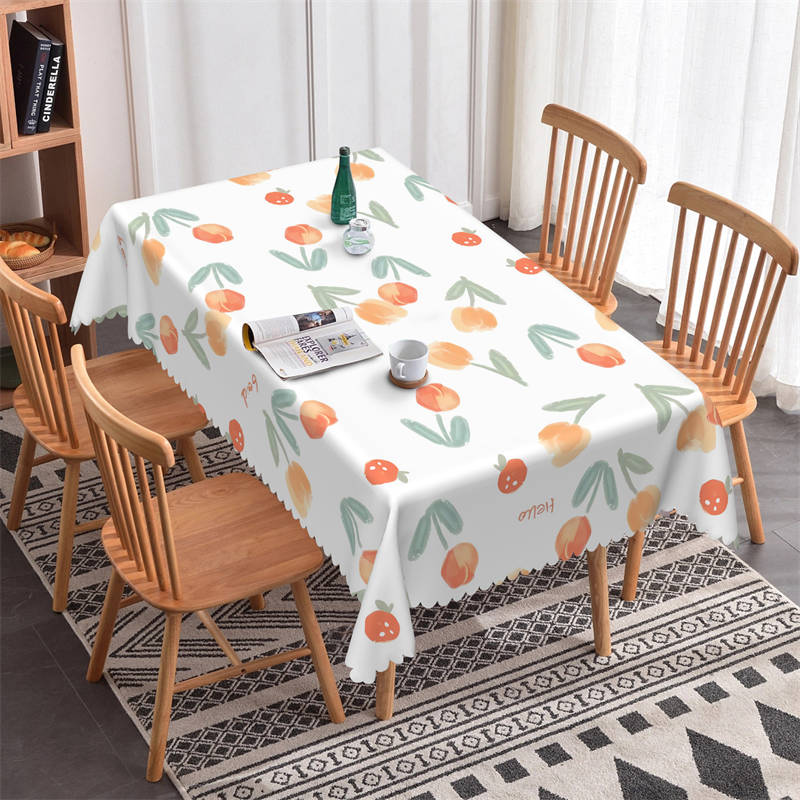 Orange Tulip Flowers Pattern Rectangle Tablecloth - 52x70 Inch