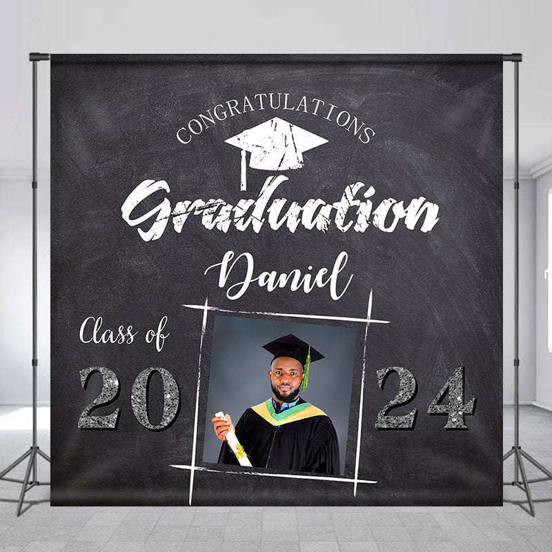 Personalized Blackboard Cap Graduation Backdrop - 5X3FT(1.5X1M)