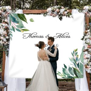 Personalized Greenery Rustic Wedding Backdrop for Reception - 5x4ft (WxH)