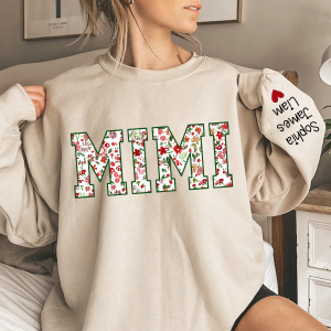 Personalized Mimi Flower Pattern Gift Sweatshirt - Sand / S