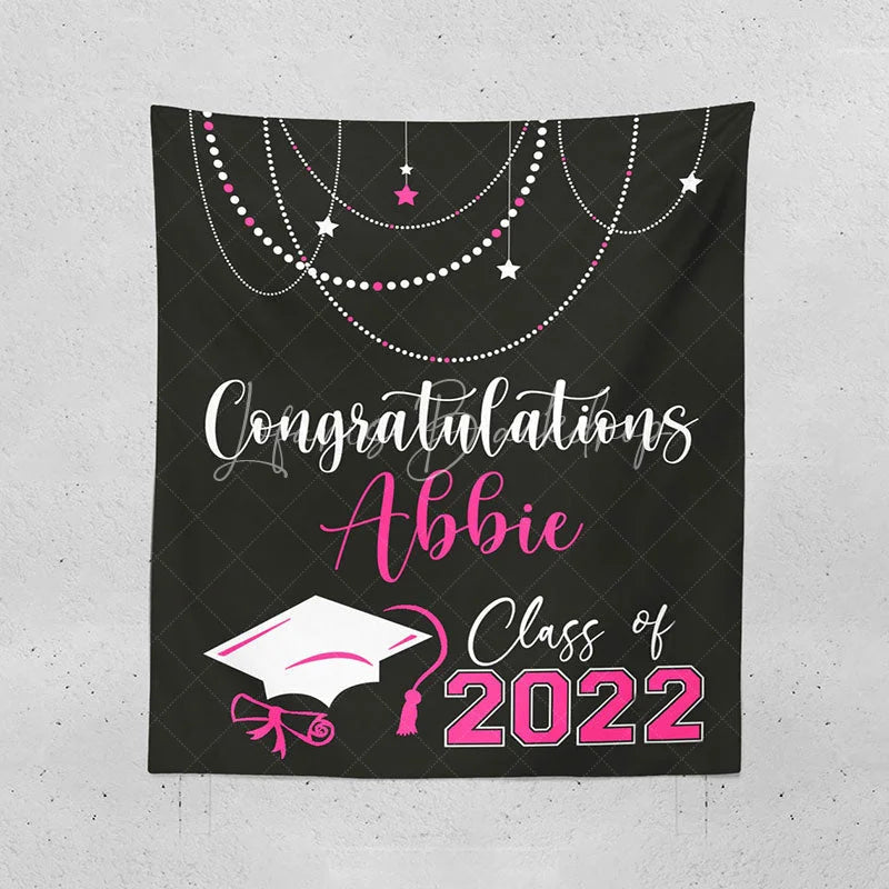 Personalized Pink Graduation Party Backdrop Decor - 5X3FT(1.5X1M)