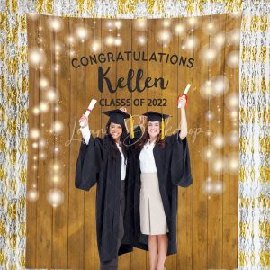 Personalized Twinkle String Lights Grad Backdrop Decor - 5X3FT(1.5X1M)