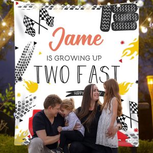 Personalized Two Fast Racing Car 2rd Birthday Backdrop - 4.2X5.0FT(1.3X1.5M)