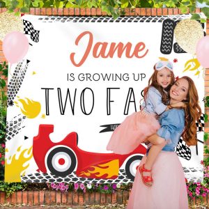 Personalized Two Fast Racing Car 2rd Birthday Backdrop - 5.0X4.2FT(1.5X1.3M)
