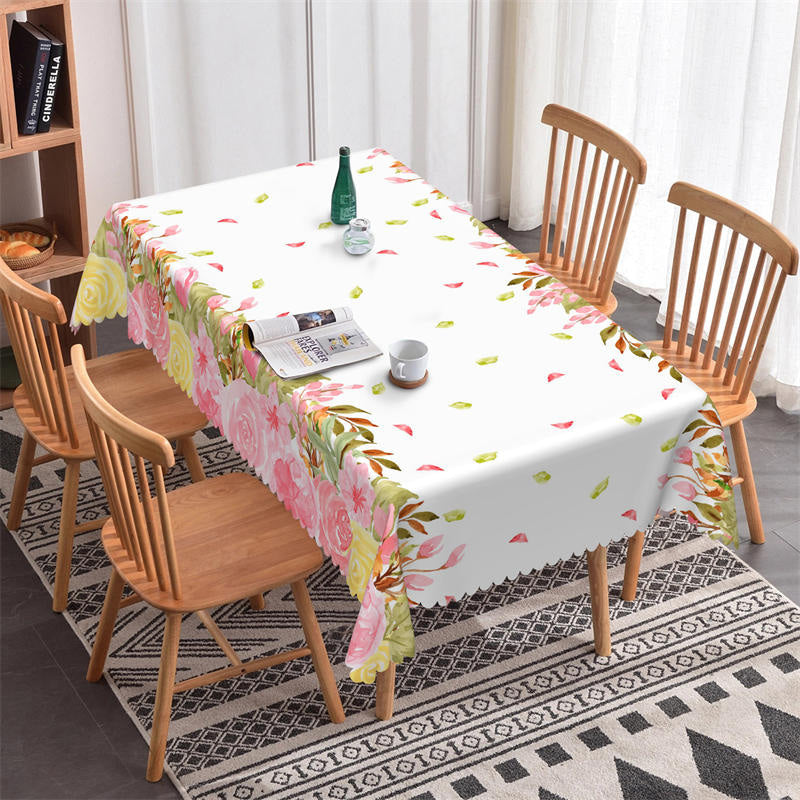 Pink Flower Spring Decorative Rectangle Tablecloth - 52x70 Inch