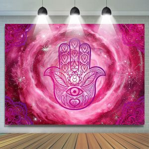 Pink Nebula Vortex Hamasa Hand Pattern Backdrop - DMHD3Y80 / 5X3FT(1.5X1M)