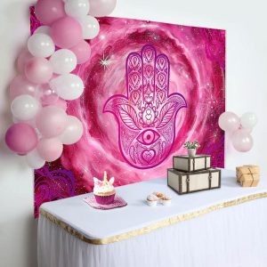 Pink Nebula Vortex Hamasa Hand Pattern Backdrop - DMHD3Y80 / 6X6FT(1.8X1.8M)