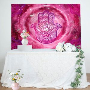 Pink Nebula Vortex Hamasa Hand Pattern Backdrop - DMHD3Y80 / 7X5FT(2.1X1.5M)