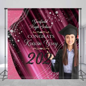 Pink Prom Senior Custom Photo Grad Backdrop - 5X3FT(1.5X1M)