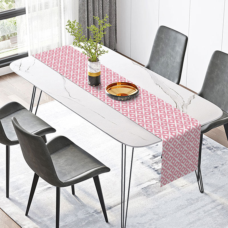 Pink White Repeat Pattern Dining Fabric Table Runner - 12x72 Inch