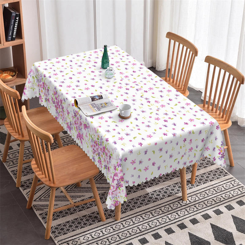 Purple Floral Botanical Pattern Rectangle Tablecloth - 52x70 Inch