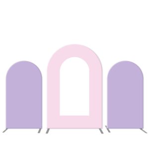 Purple Pink Theme Open Arch Backdrop Kit For Party - Microfiber Cloth / Only 3 Backdrop Covers
