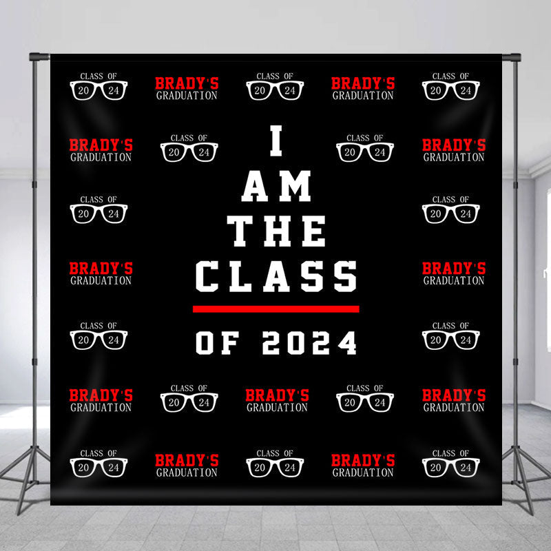 Red Black Repeat Custom Graduation Party Backdrop - 5X3FT(1.5X1M)