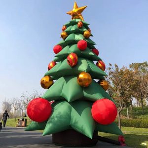 Red Gold Bauble Star Green Christmas Tree Inflatable - 10FT(3M)