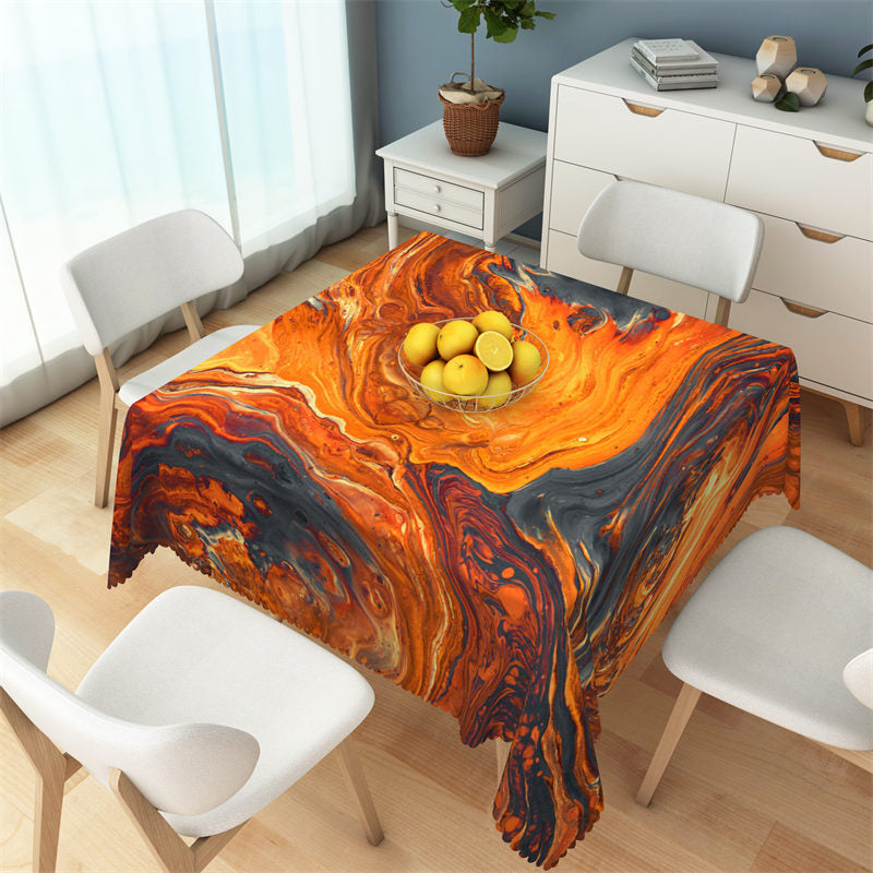 Red Magma Patterns Artistical Square Tablecloth - 52x70 Inch