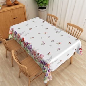 Romantic Spring Flower Pattern Rectangle Tablecloth - 52x70 Inch