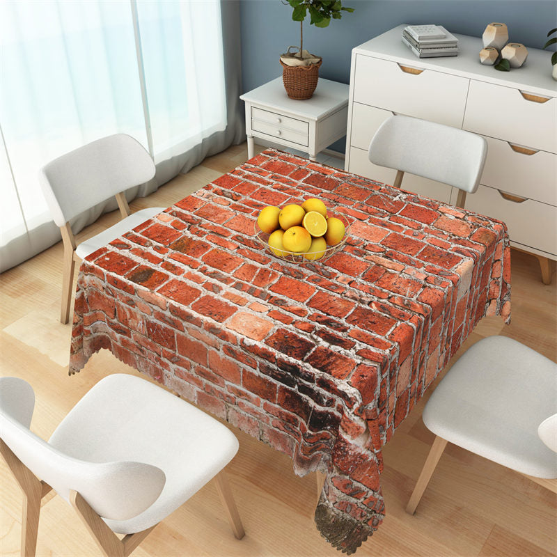 Rustic Red Brick Wall Patterns Square Tablecloth - 52x70 Inch