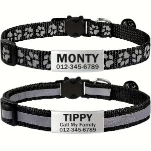 SafeGlow Personalized Reflective Cat Collar Set